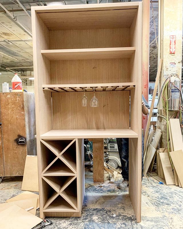 Next up: a custom wine cabinet in Oak with glass holders! Final pics coming soon.
&bull;
&bull;
&bull;
&bull;
&bull;
#customwoodwork#qsm_group#qsm_group#madeinnyc#woodwork#cabinet#oak#millwork