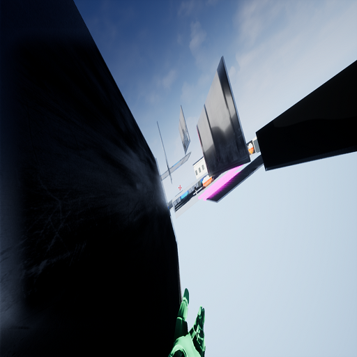 Demonstrating the wallrun mechanic, in the middle of a platforming segment.