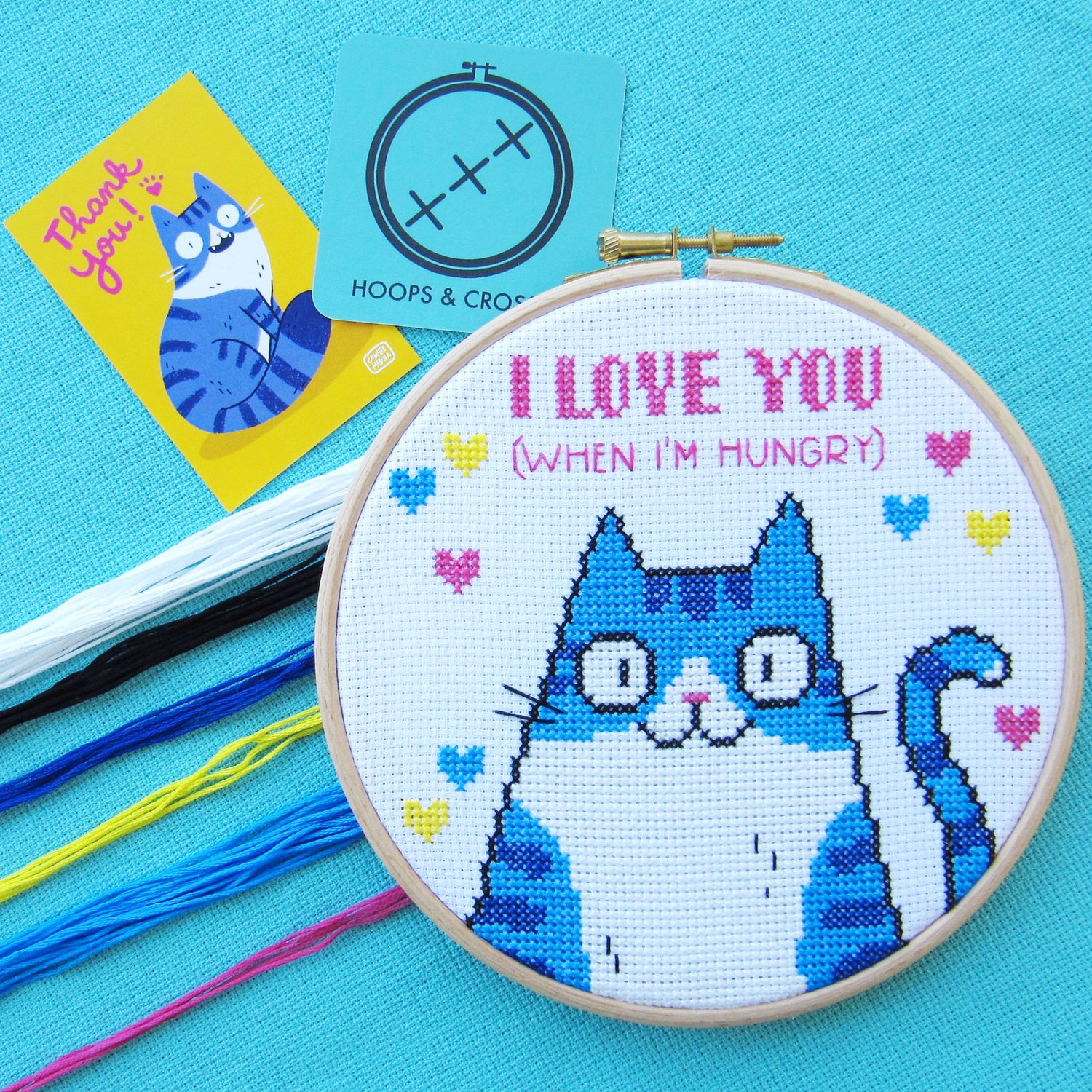 Colorful Cat Swirl Counted Cross Stitch Kit Set – Happy x craft