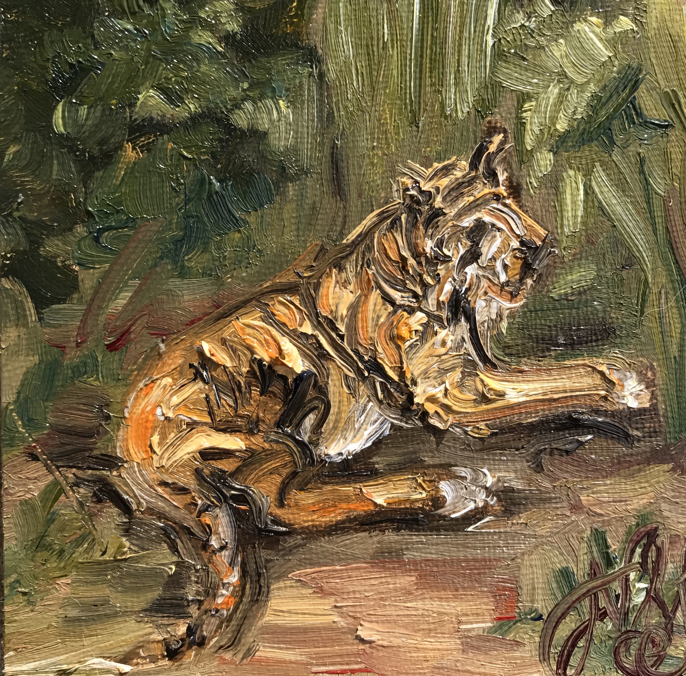 Sumatran Tiger, 4" x 4", oil on panel