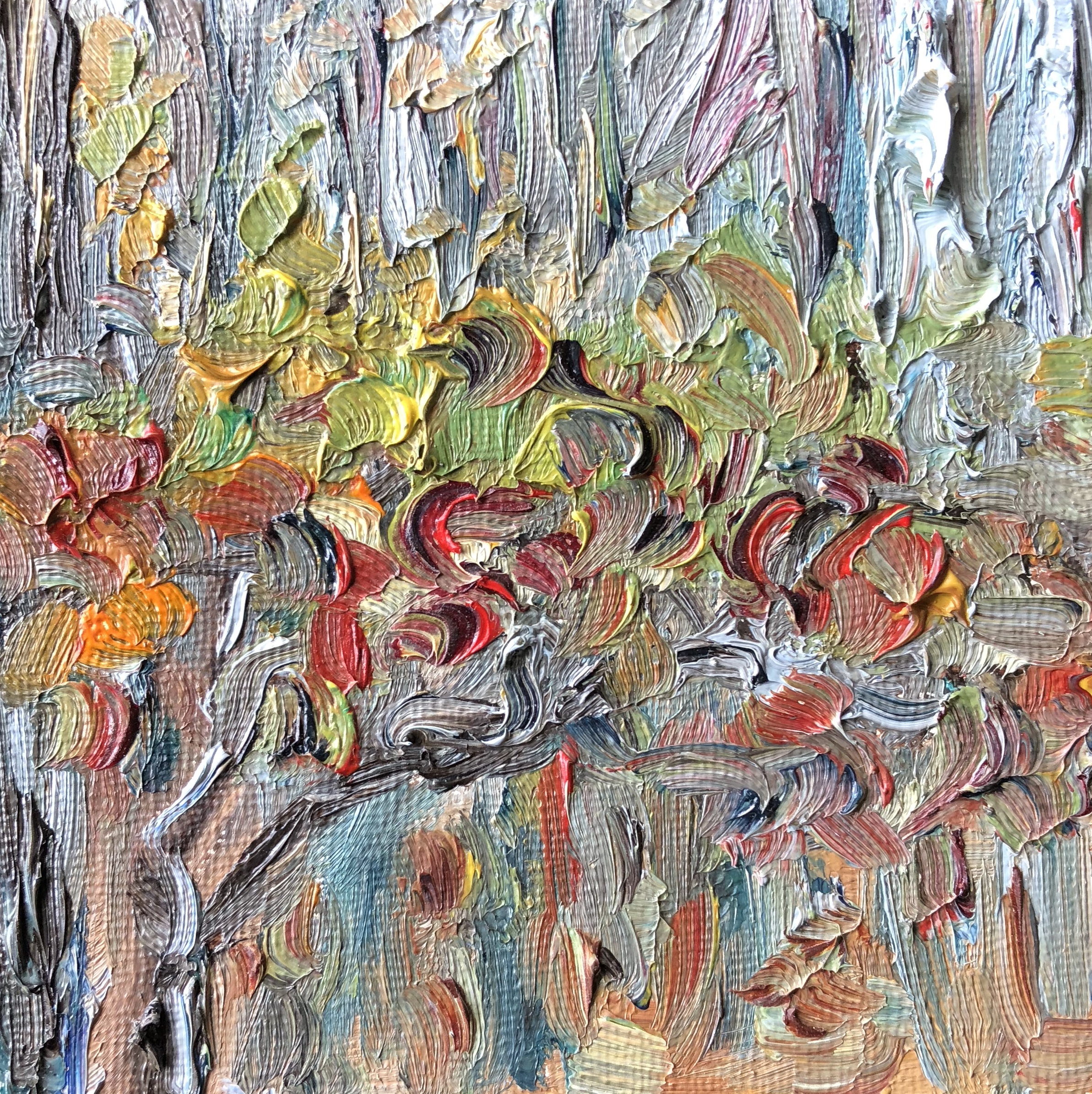 Autumn Dogwood, 4" x 4", oil on panel