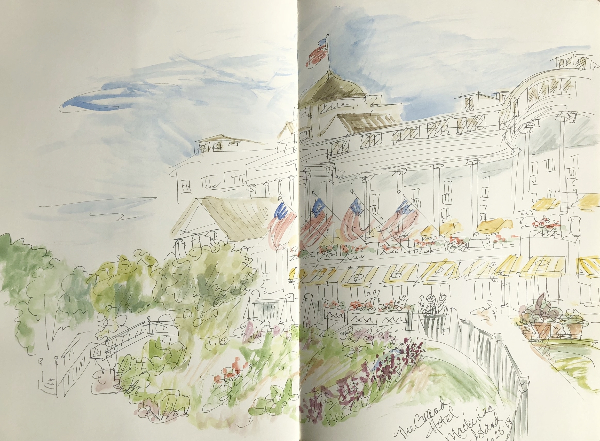 Grand Hotel, Mackinac Island, Michigan watercolor