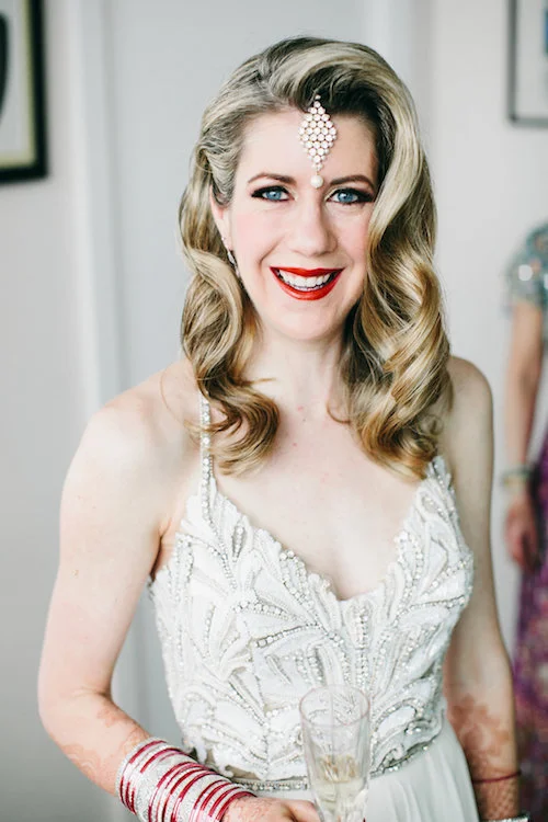 Carolyn ready for her reception! Makeup by Maya Goldenberg.