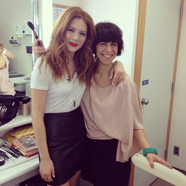 BTS at Strombo with my favourite redhead, Canadian actress Rachelle Lefevre.
