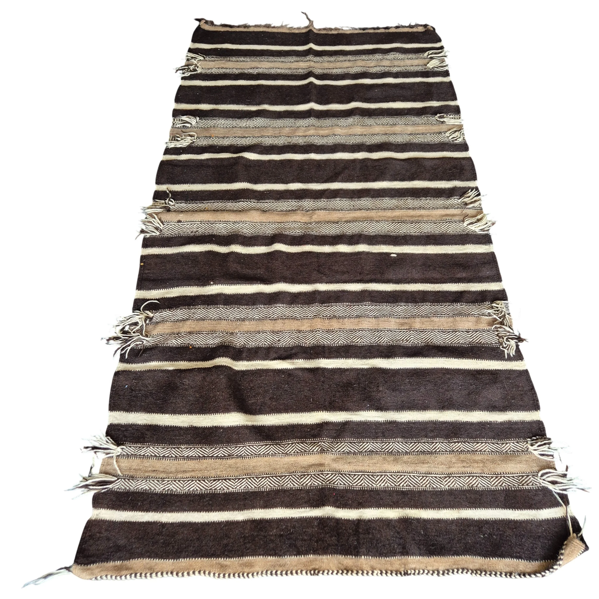 Tapis berbère kilim ancien beige, marron 140x270