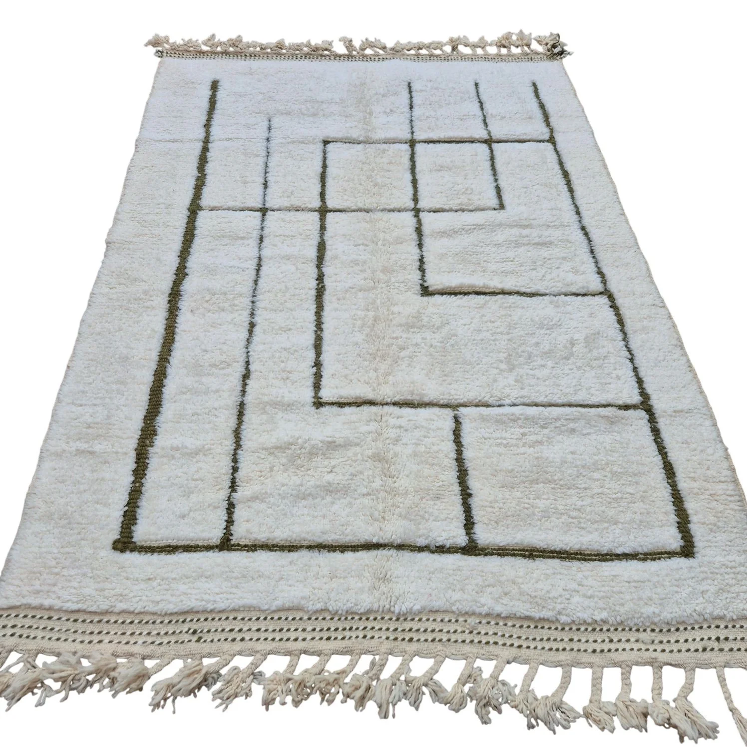Tapis berbère Beni Ouarain écru, kaki 165x240