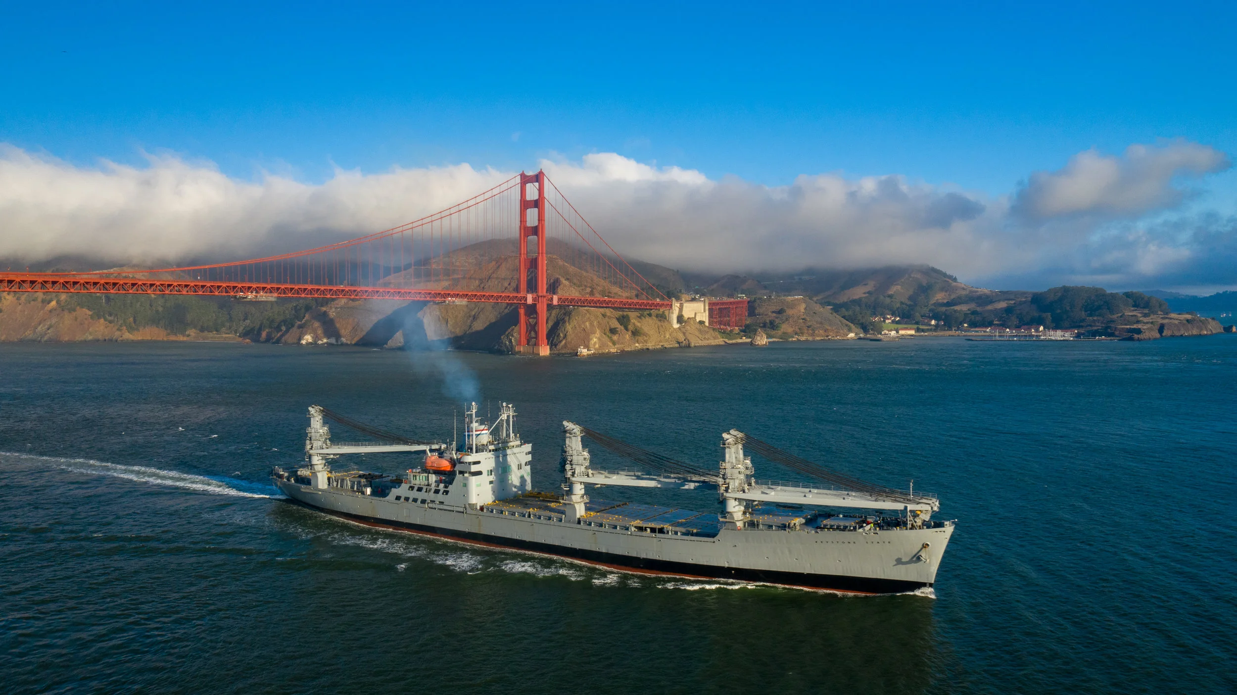 Aerial photography of ships at sea