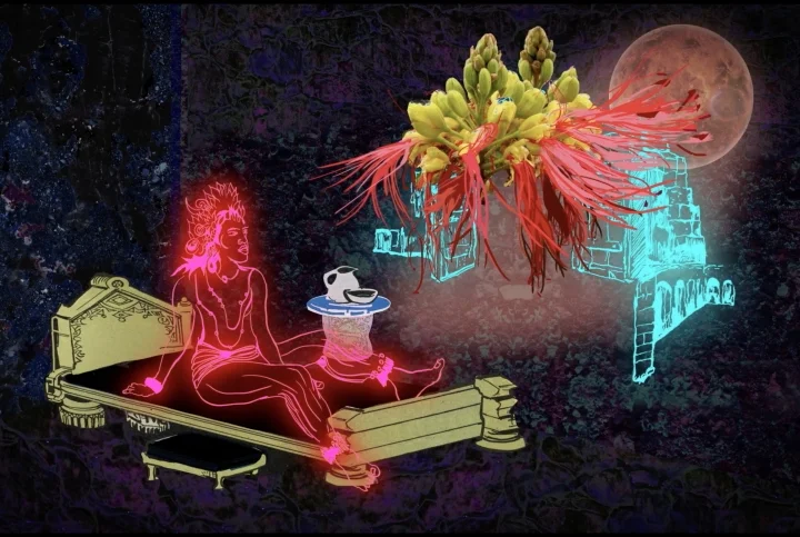 Chitra Ganesh, still from The Rainbow Body (2018), digital animation (courtesy of the artist, animated and developed with the STUDIO, NYC.)