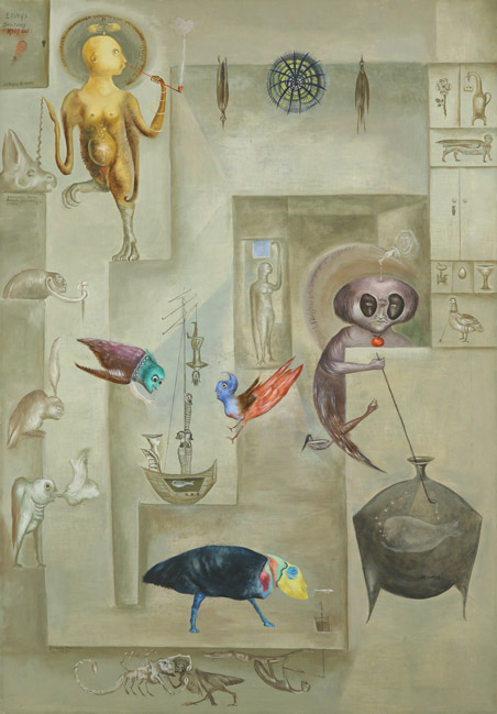  Leonora Carrington,  Sanctuary for Furies , 1974, Oil on canvas, 39 x 27 inches (69 x 99 cm), © 2019 Estate of Leonora Carrington / Artists Rights Society (ARS), New York 