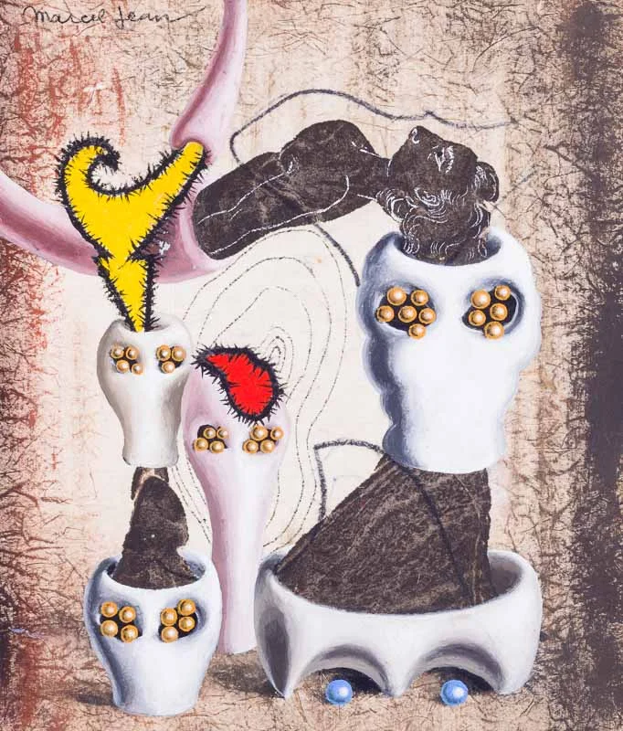 Marcel Jean, Coq d'or, 1974, Gouache on masonite, 9 x 7 1/2 inches (22.9 x 19.1 cm)