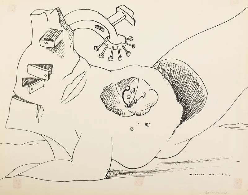Marcel Jean, Les Mortaises, 1940, India ink and graphite on paper, 8 3/4 x 11 1/8 inches (22.2 x 29.2 cm)
