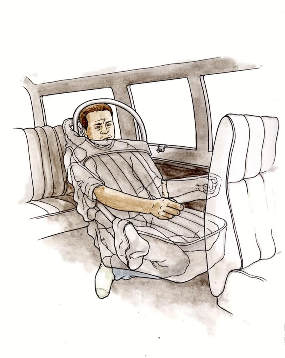 Julio Cesar Morales, Undocumented Intervention #7, 9"x12", Watercolor and Ink on Paper, 2007-17. Courtesy of the artist and Gallery Wendi Norris