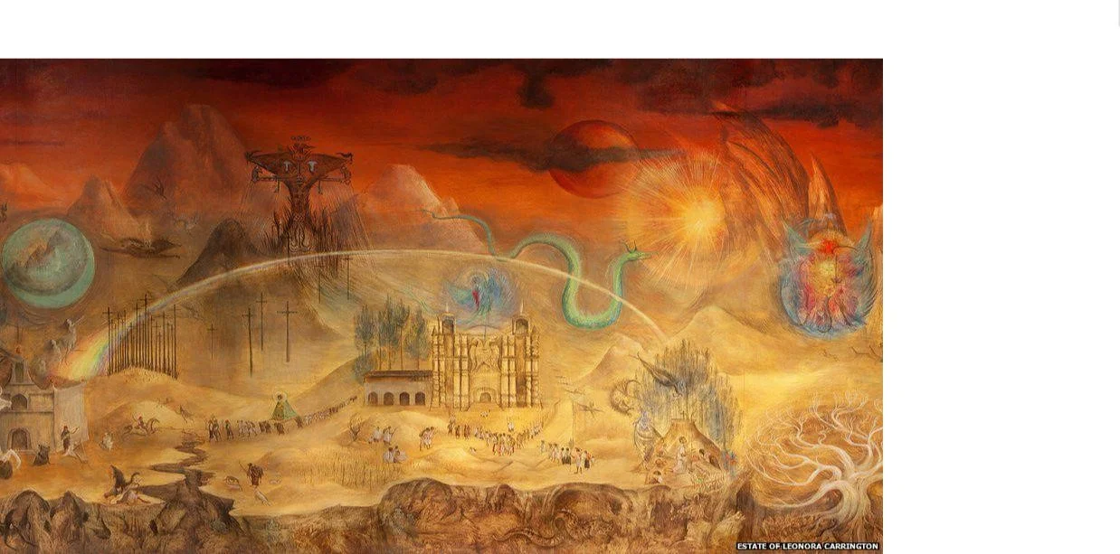 Her 1964 mural, The Magical World of the Mayas, "serves as a magnificent monument to Carrington's relationship with Mexico", the exhibition's assistant curator says