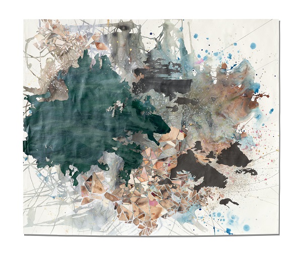  Val Britton,  Under Cover of Stars,  2016, Graphite, ink, and collage on paper, 60 x 71 inches (152.4 x 180.3 cm) 