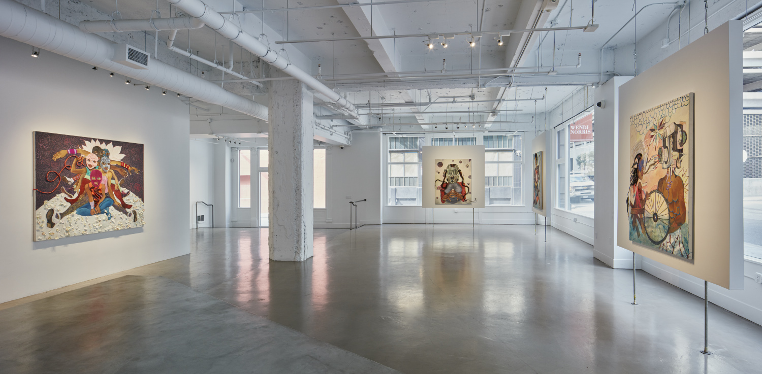 Chitra Ganesh: Protest Fantasies , installation view, Gallery Wendi Norris, September 10 – October 31, 2015, Photographer: JKA Photography