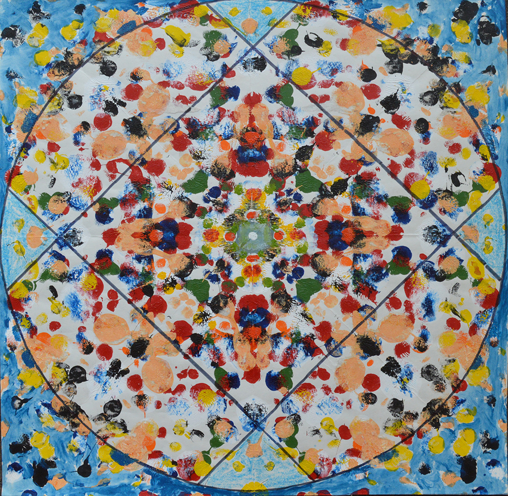 Peter Young, NN2-1973, 1973, acrylic, ink, and graphite on paper, 18x18 inches (45.7 x 45.7 cm)