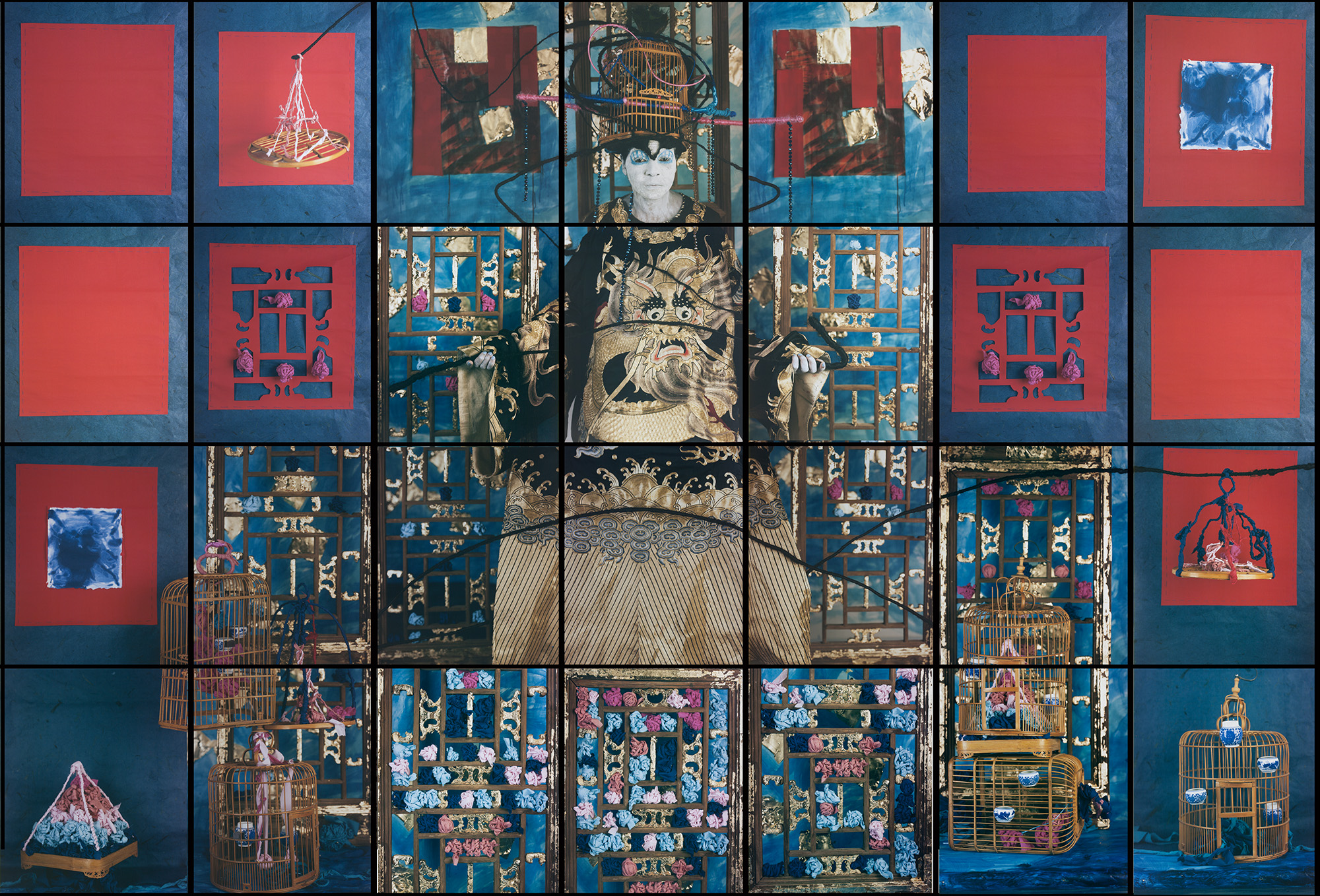  María Magdalena Campos-Pons,  Finding Balance,  2015, Composition of 28, Polaroid Polacolor, Pro 24 x 20 photograph, 96 x 140 inches (243.8 x 355.6 cm) 