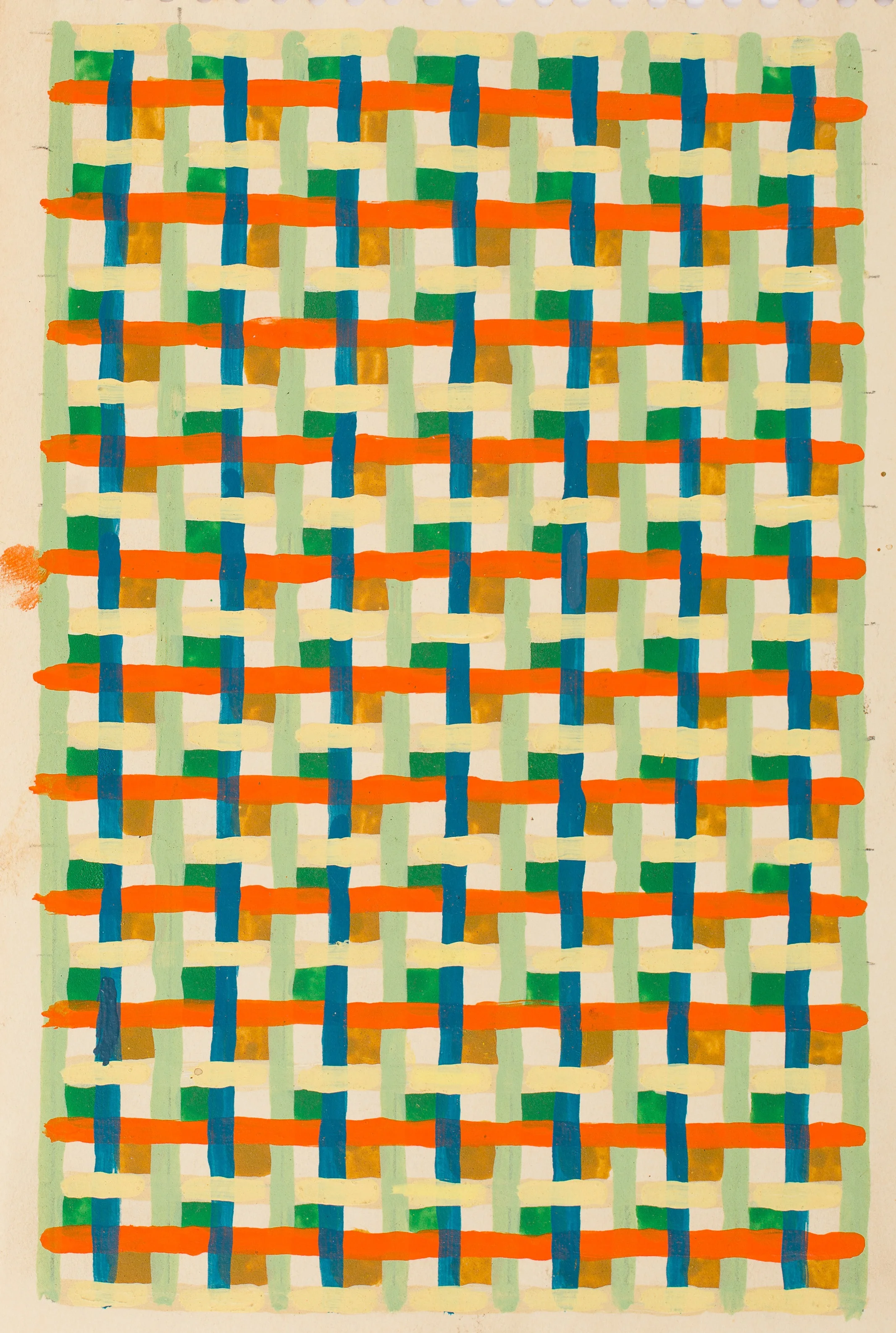 Peter Young, Linear Weave Study, 1979, Acrylic on notebook paper, 8 3/4 x 5 3/4 inches (22.2 x 14.6 cm)