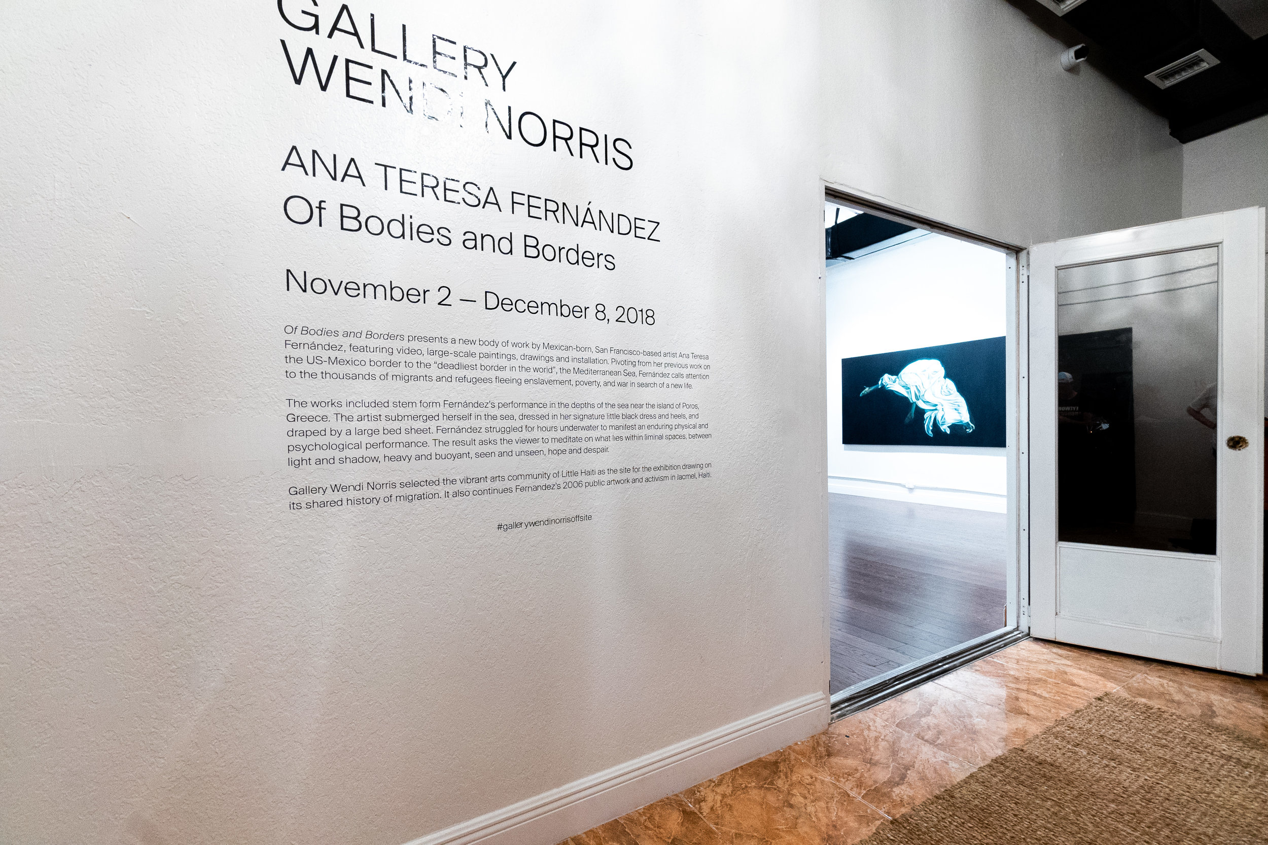   Ana Teresa Fernández: Of Bodies and Borders,  installation view, Gallery Wendi Norris Offsite, 6391 NW Second Avenue, Miami, FL, November 2 - December 8, 2018, photography: Sergi Alexander / Eyeworks Production 