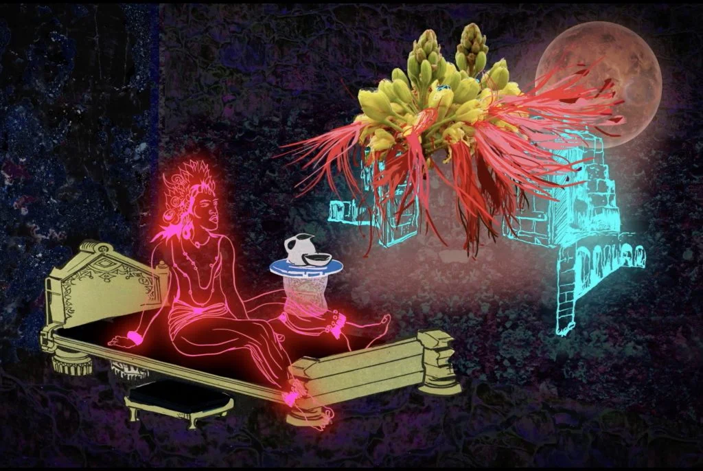 Chitra Ganesh. Still from Rainbow Body on display at the Rubin Museum of Art, New York, 2018. Digital Animation. Image courtesy of the artist
