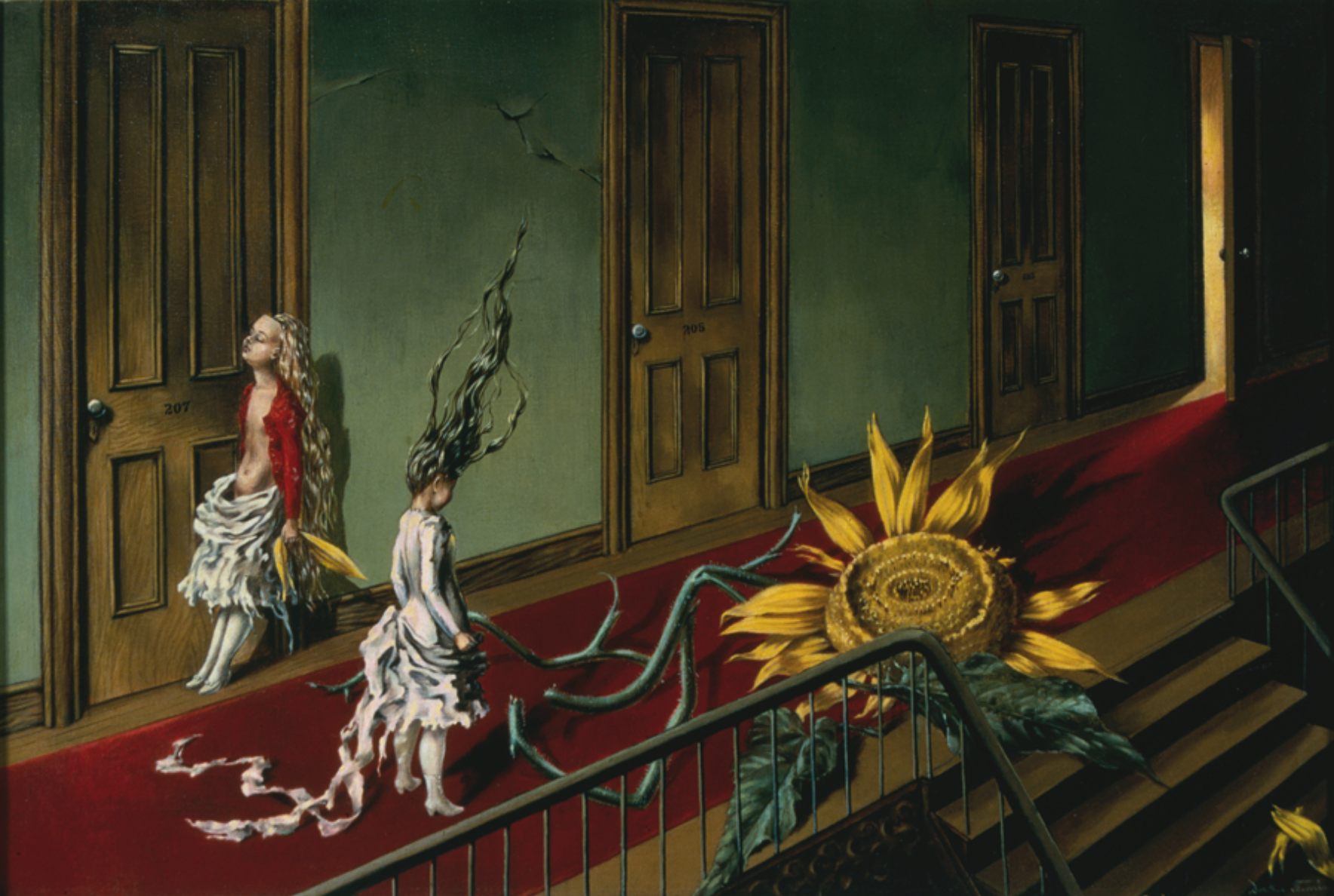 Dorothea Tanning, Eine Kleine Nachtmusik, 1943, oil on canvas, 41 × 61 cm. Courtesy: Tate Modern, London © DACS, 2019