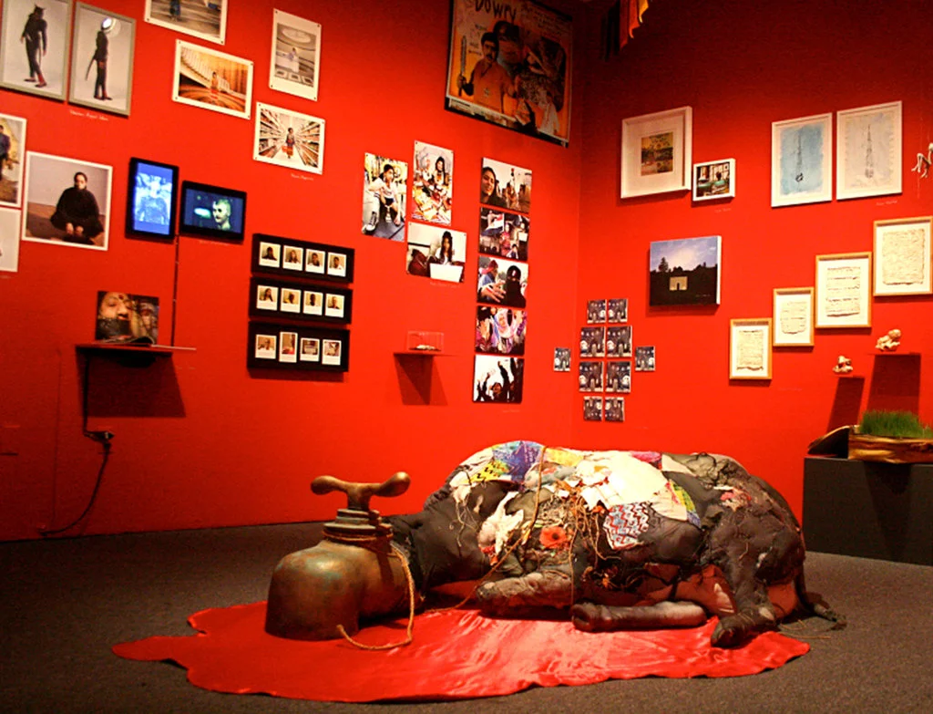 An installation view of “Her Stories: Fifteen Years of the South Asian Women’s Creative Collective,” at the Queens Museum of Art. CreditJaishri Abichandani/Queens Museum of Art