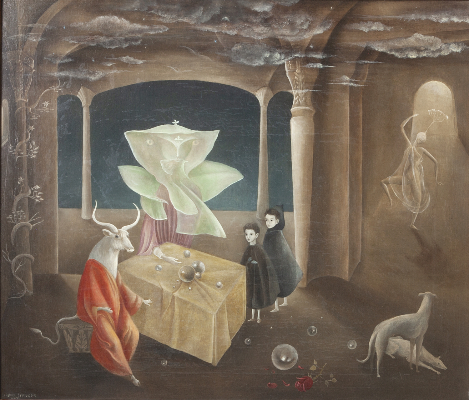  Leonora Carrington,  And Then We Saw the Daughter of the Minotaur! , 1953, Oil on Canvas, 23 3/5 x 27 1/2 inches (60 x 70 cm), © 2019 Estate of Leonora Carrington / Artists Rights Society (ARS), New York 