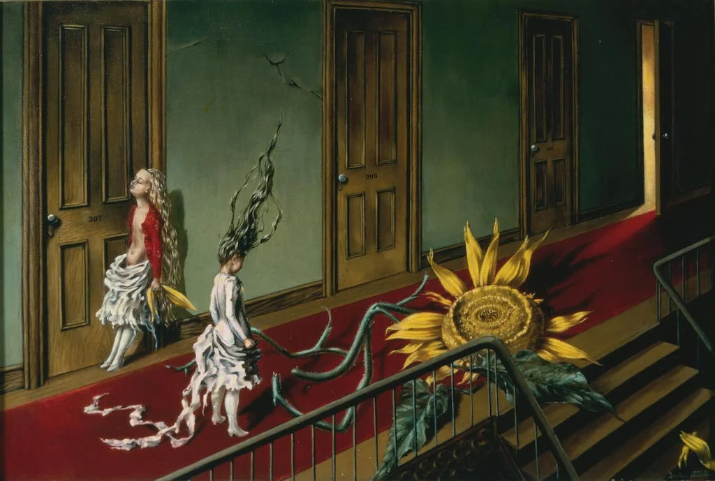 Dorothea Tanning, Eine Kleine Nachtmusik (A Little Night Music), 1943, oil on canvas. TATE, ACQUIRED WITH THE SUPPORT OF THE ART FUND AND THE AMERICAN FUND FOR THE TATE GALLERY, 1997