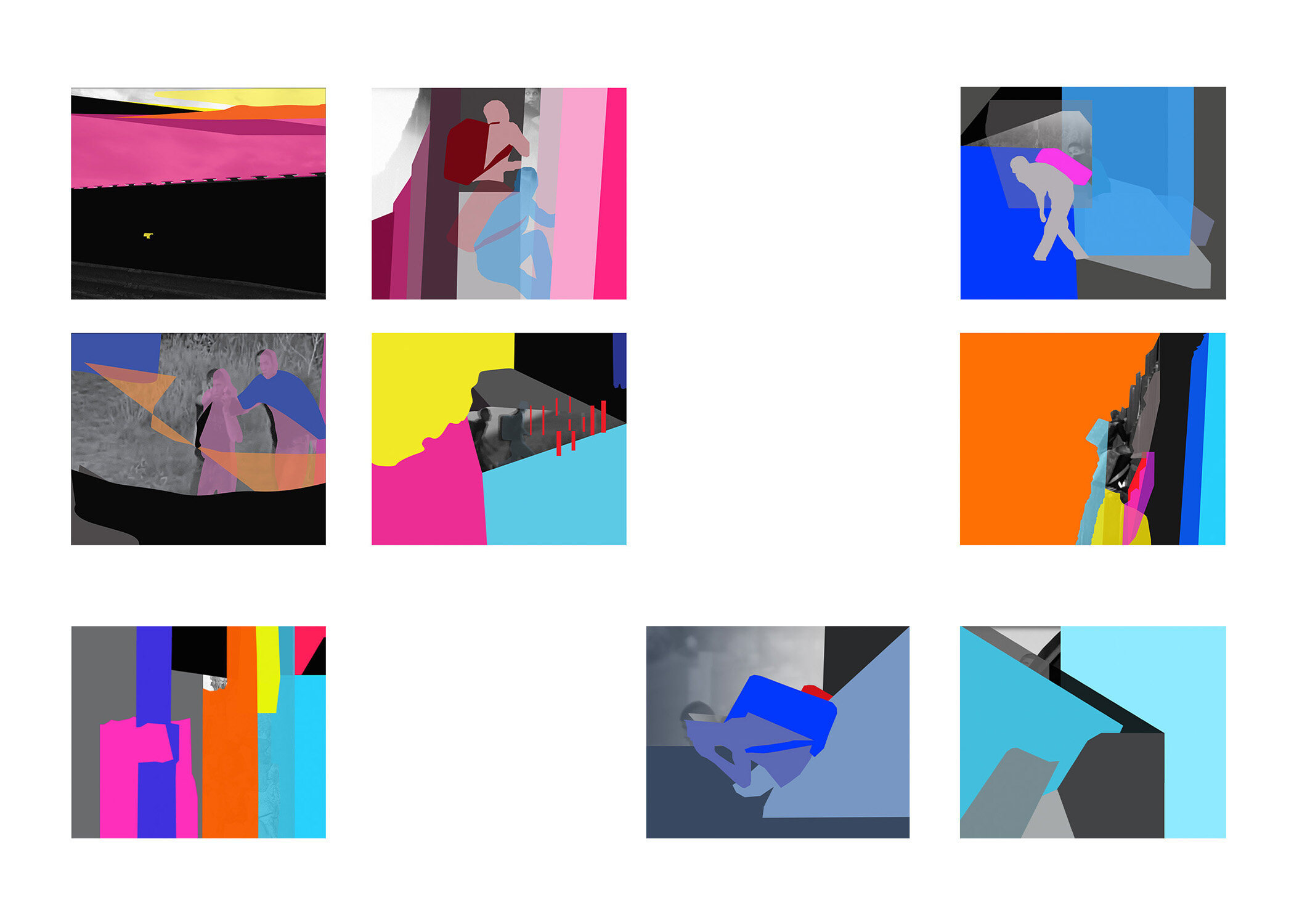Julio César Morales, Line Cutters, 2019, Portfolio of 9 permanent pigment prints on Hahnemühle 350gsm paper  20 x 24 inches each (50.8  x 61 cm); installation variableEdition of 3 + 2AP 