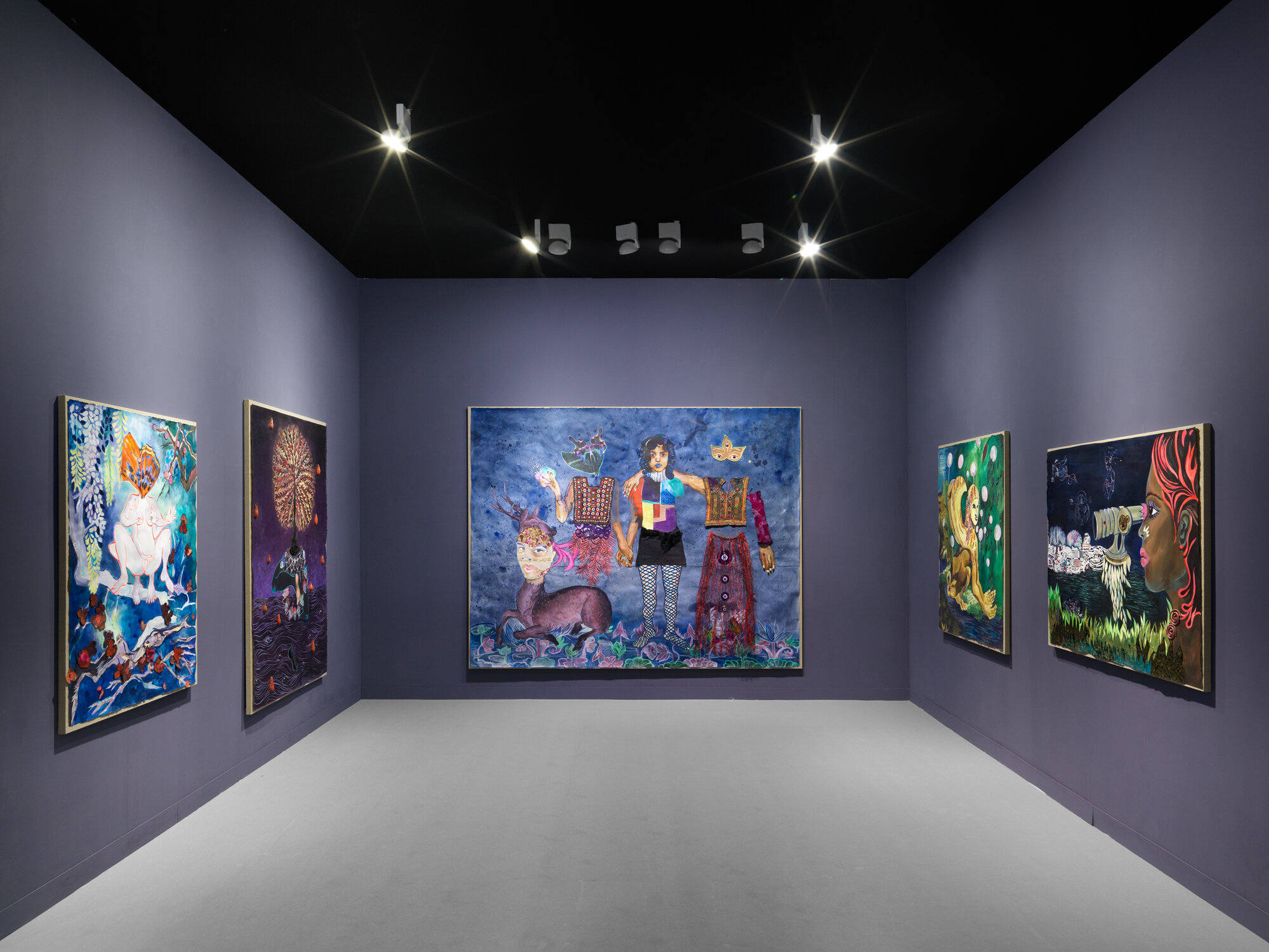   Chitra Ganesh: Unearthly Delights , installation view, Frieze London 2019 invitational section, “Woven”, London, UK, October 3 - 6, 2019, photography: Dan Bradica 