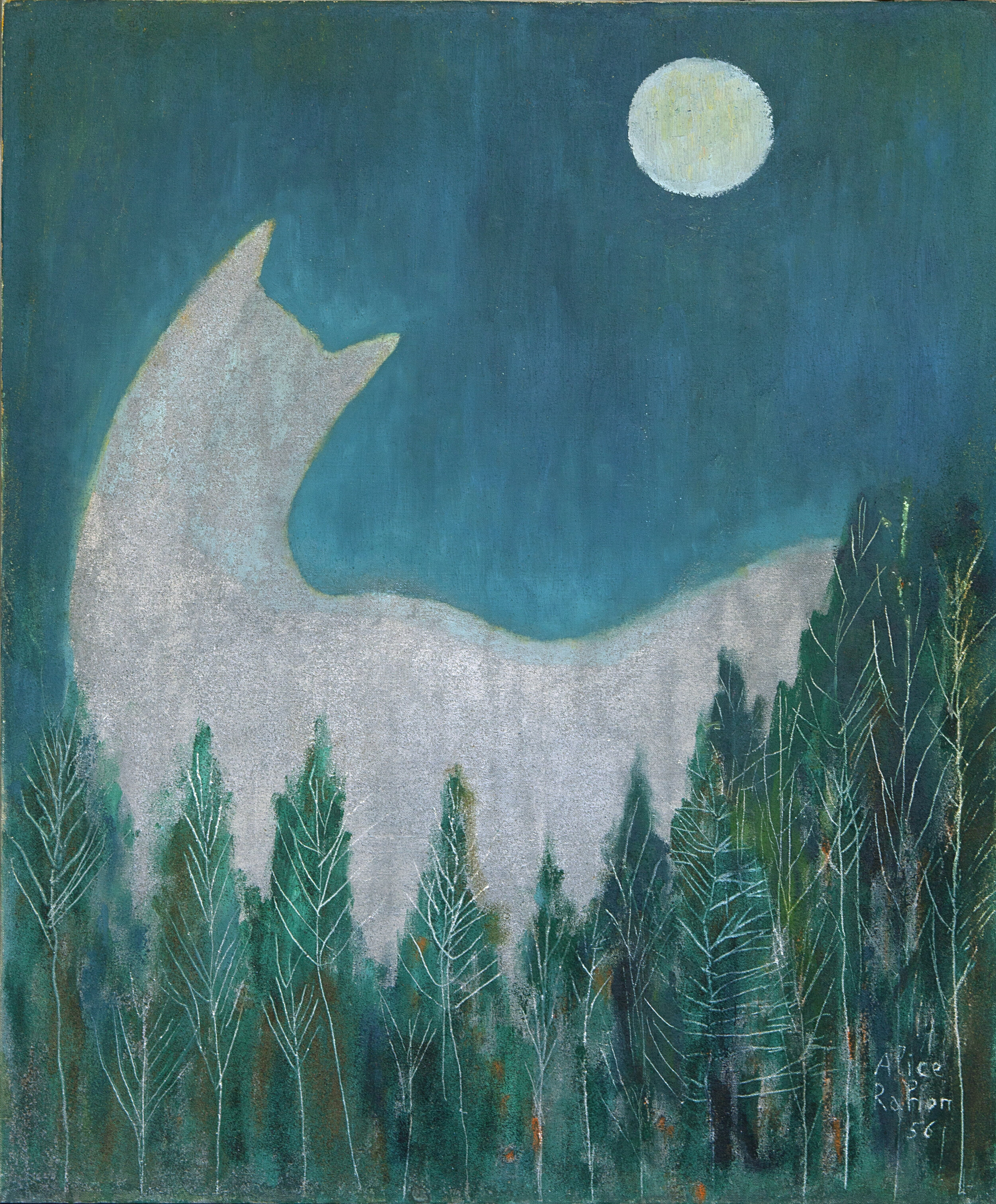  Alice Rahon,  Su majestad y la luna (Her Majesty and the Moon) , 1956, oil and sand on canvas, 23 13/16 x 19 13/16 inches (60.5 x 50.3 cm) 