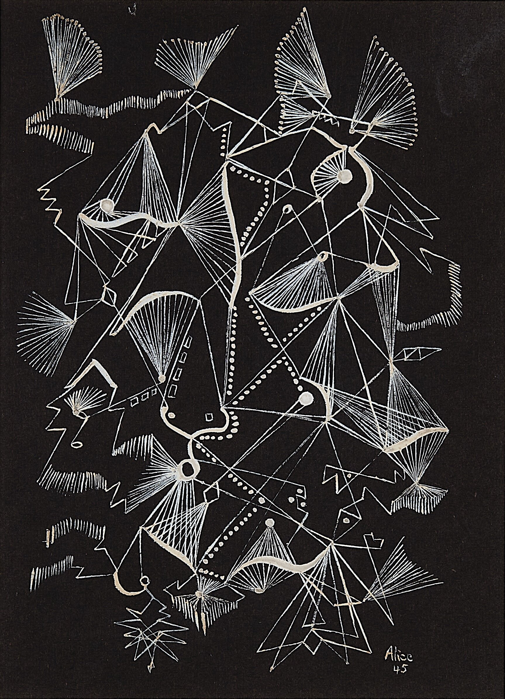  Alice Rahon,  Untitled (from the Crystals in Space series) , 1945, gouache on paper, 6 1/2 x 4 3/4 inches (16.5 x 11.9 cm) 