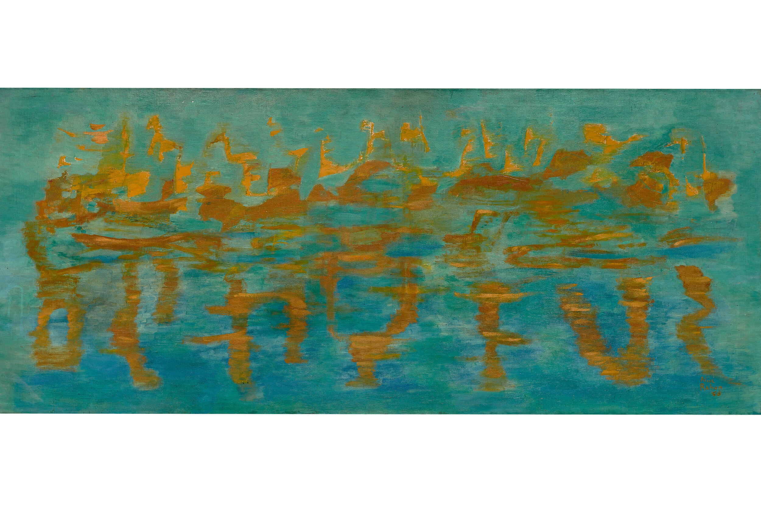  Alice Rahon,  Byblos , 1963, oil on canvas, 27 3/4 x 67 1/8 inches (70.5 x 170.5 cm) 