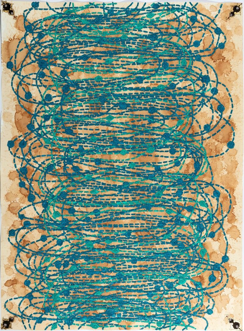  Ambreen Butt,  Noor Mohammad (15) , 2020, Text on tea-stained paper, 30 x 20 inches (76.2 x 50.8 cm) 