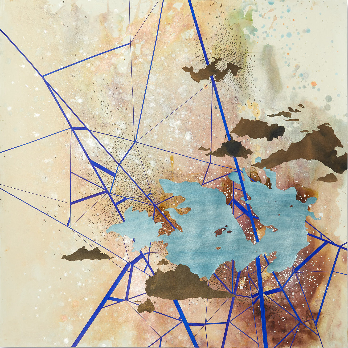  Val Britton,  Reverberation #70 , 2021, acrylic, ink, graphite and collage on paper, 36 x 36 inches (91.4 x 91.4 cm)  