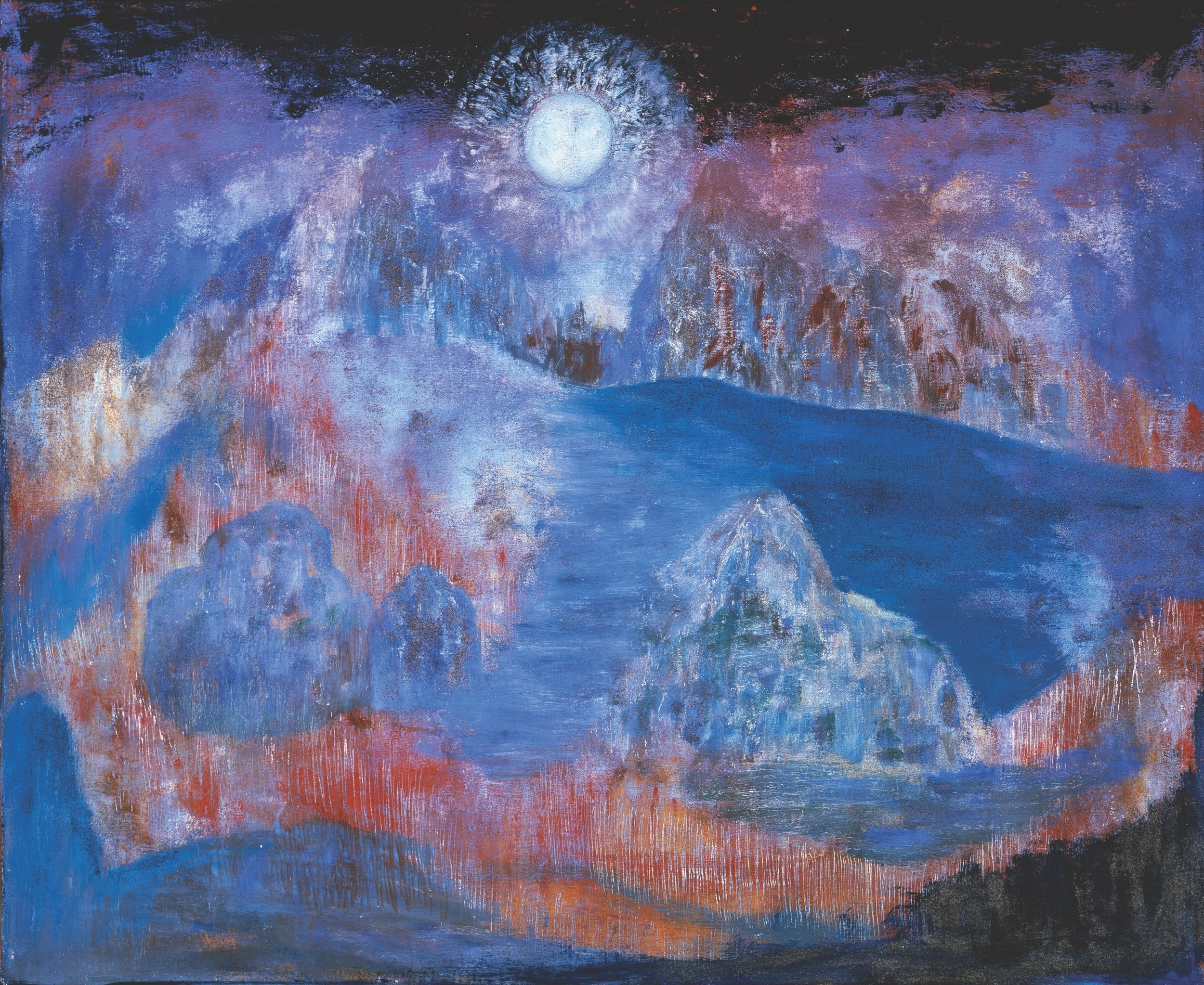  Alice Rahon,  La noche de Tepoztlán , 1964, oil and sand on canvas, 27 1/2 x 33 13/16 inches (69.9 x 85.9 cm) 