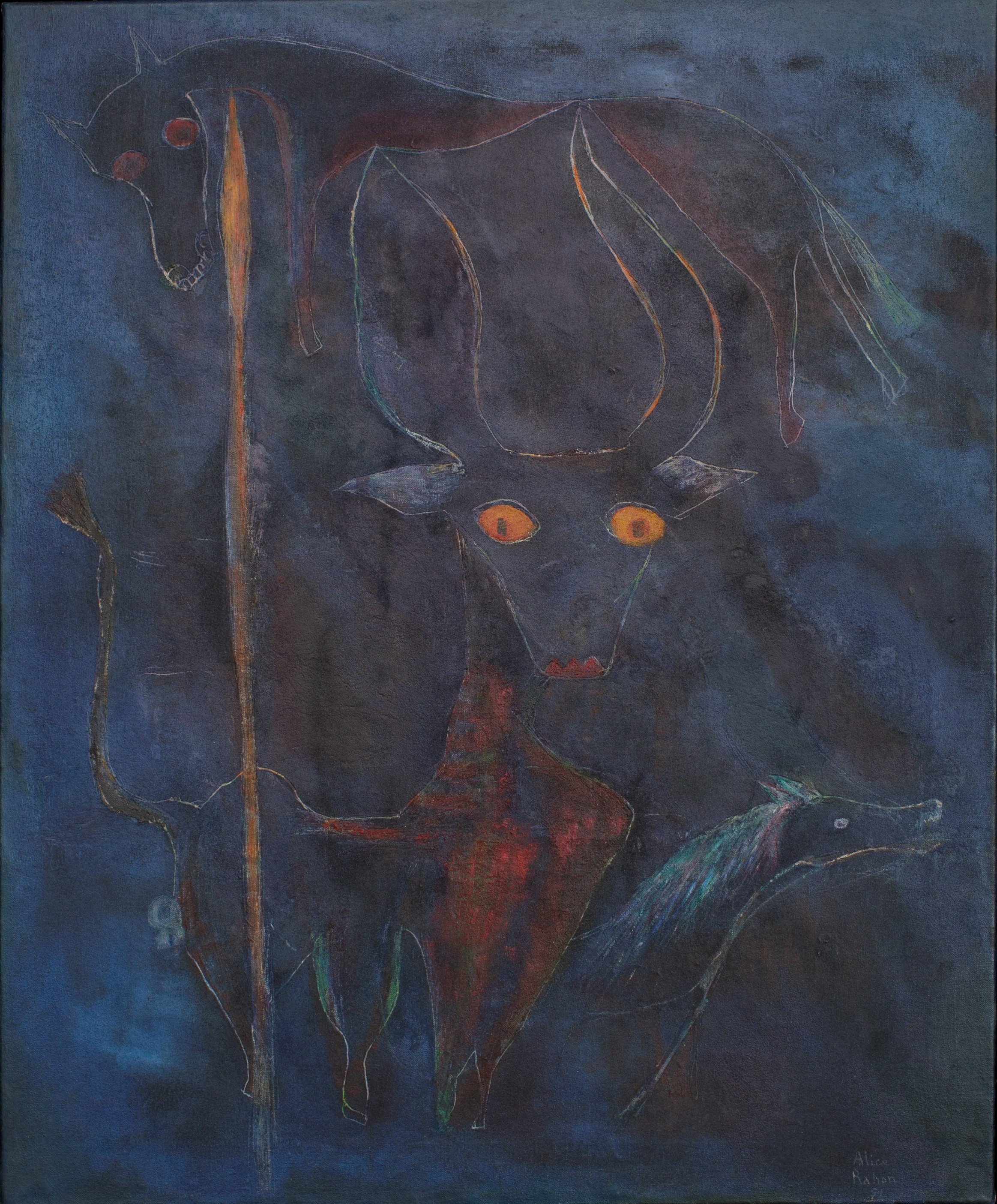  Alice Rahon,  ¡Torito, Toro! , Oil on canvas, 1951, 28 3/4 x 23 3/5 inches (73 x 60 cm) 