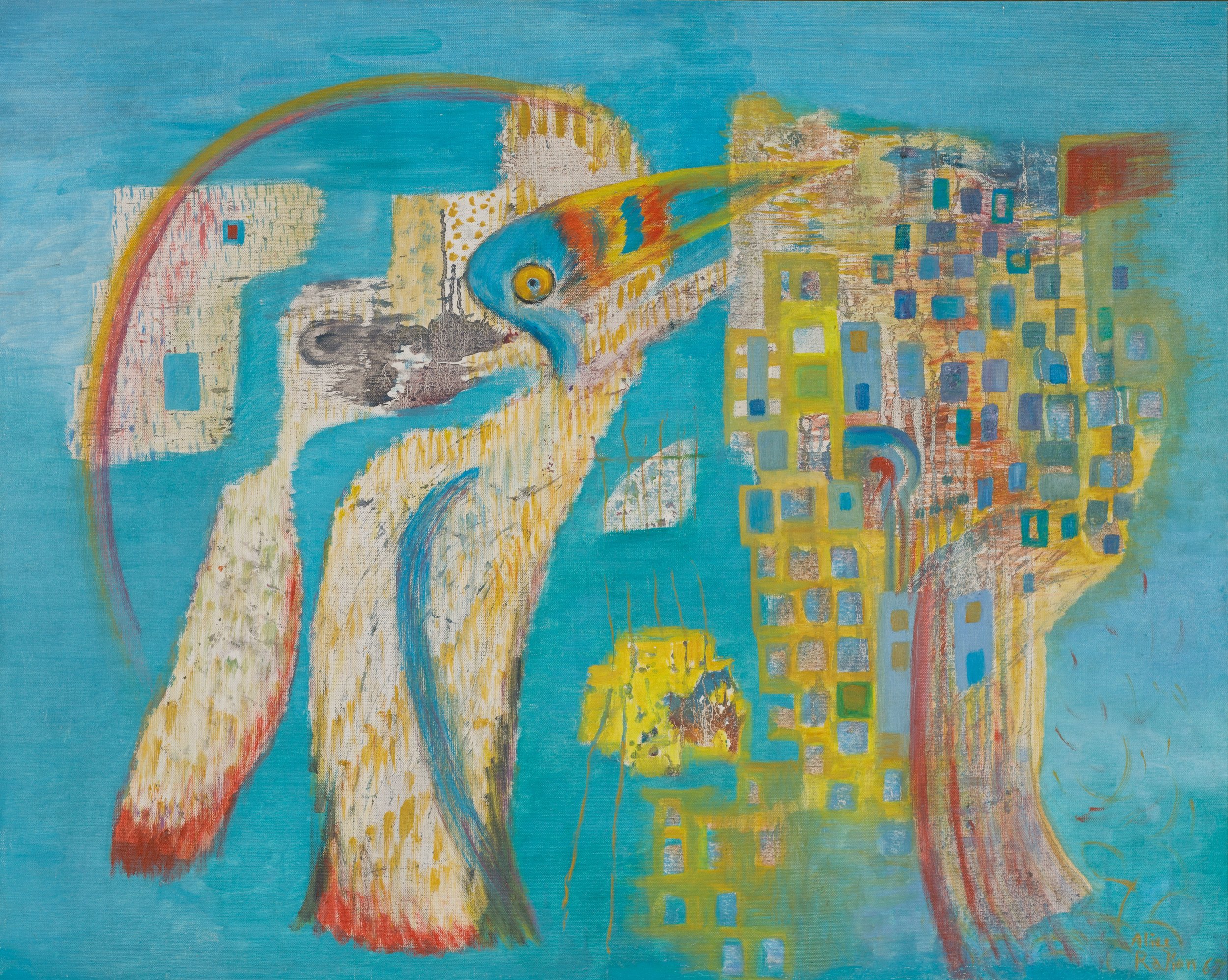  Alice Rahon,  El tucán y el arco iris or Homenaje a Wolfgang Paalen , Oil on canvas, 1967 