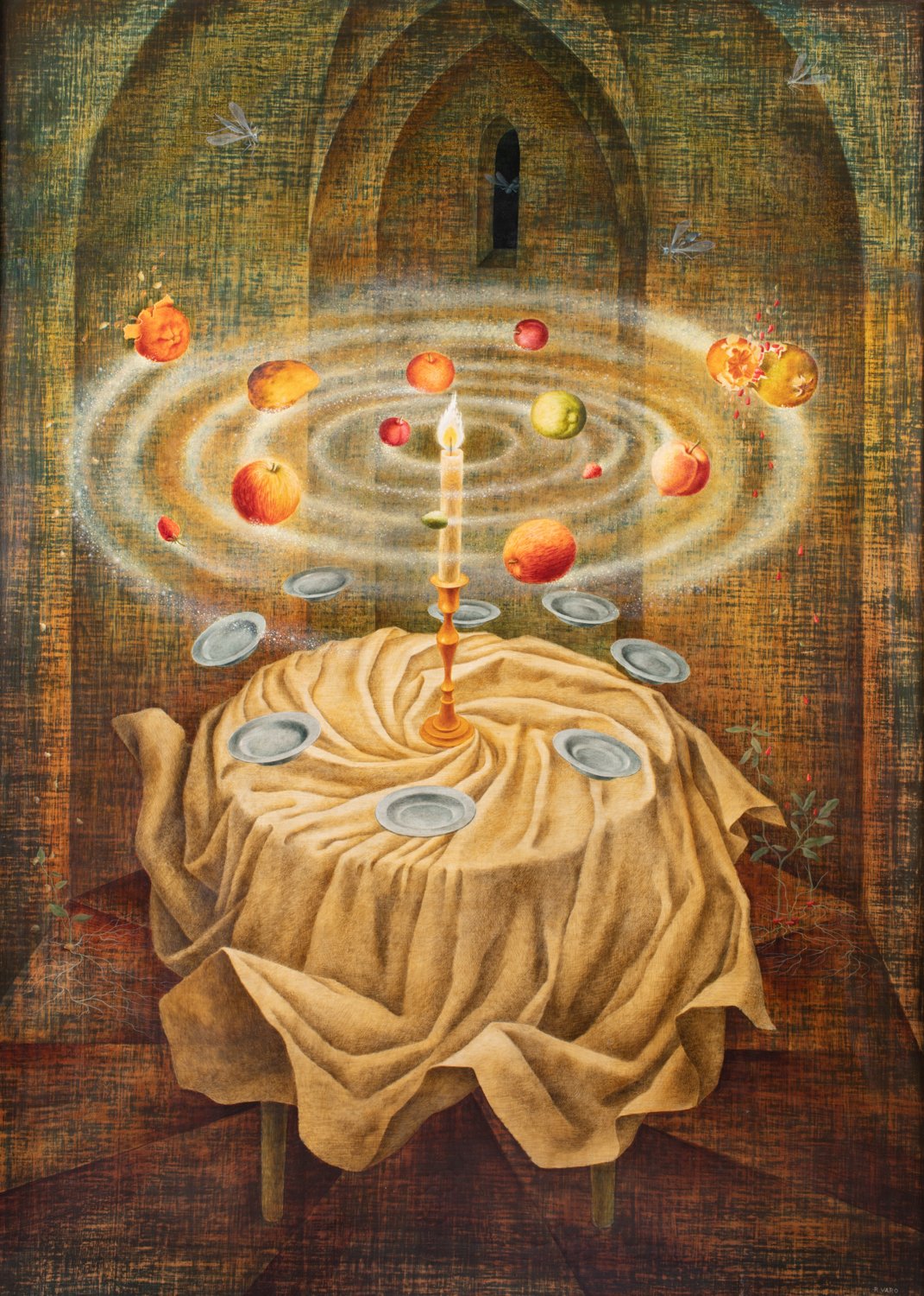  Remedios Varo,  Naturaleza muerta resucitando , 1963, oil on canvas, 43 1/4 x 31 1/2 inches  