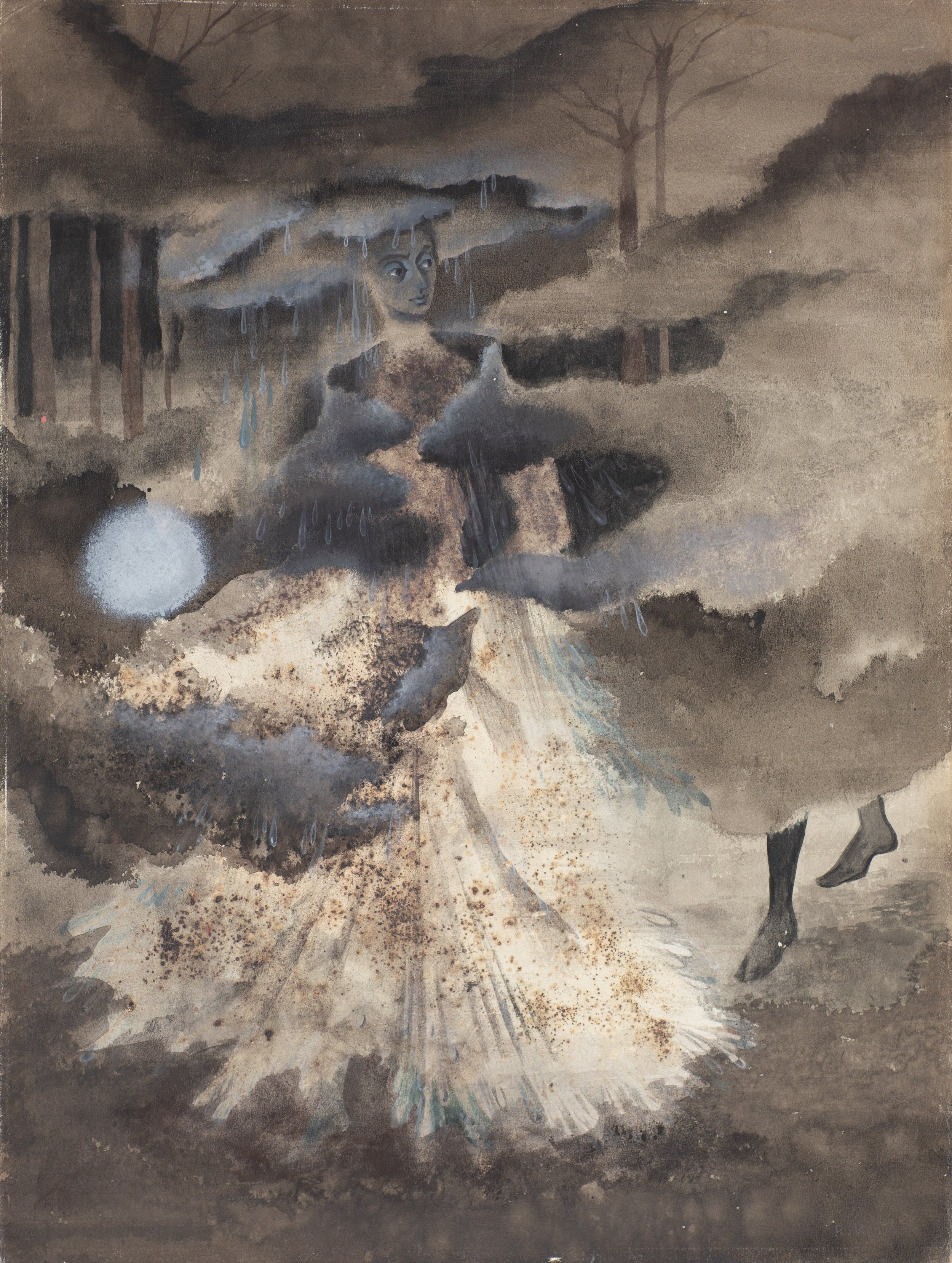  Remedios Varo,  Apártalos que voy de paso , 1959, gouache on cartulina, 20 x 15 inches (51 x 38 cm) 