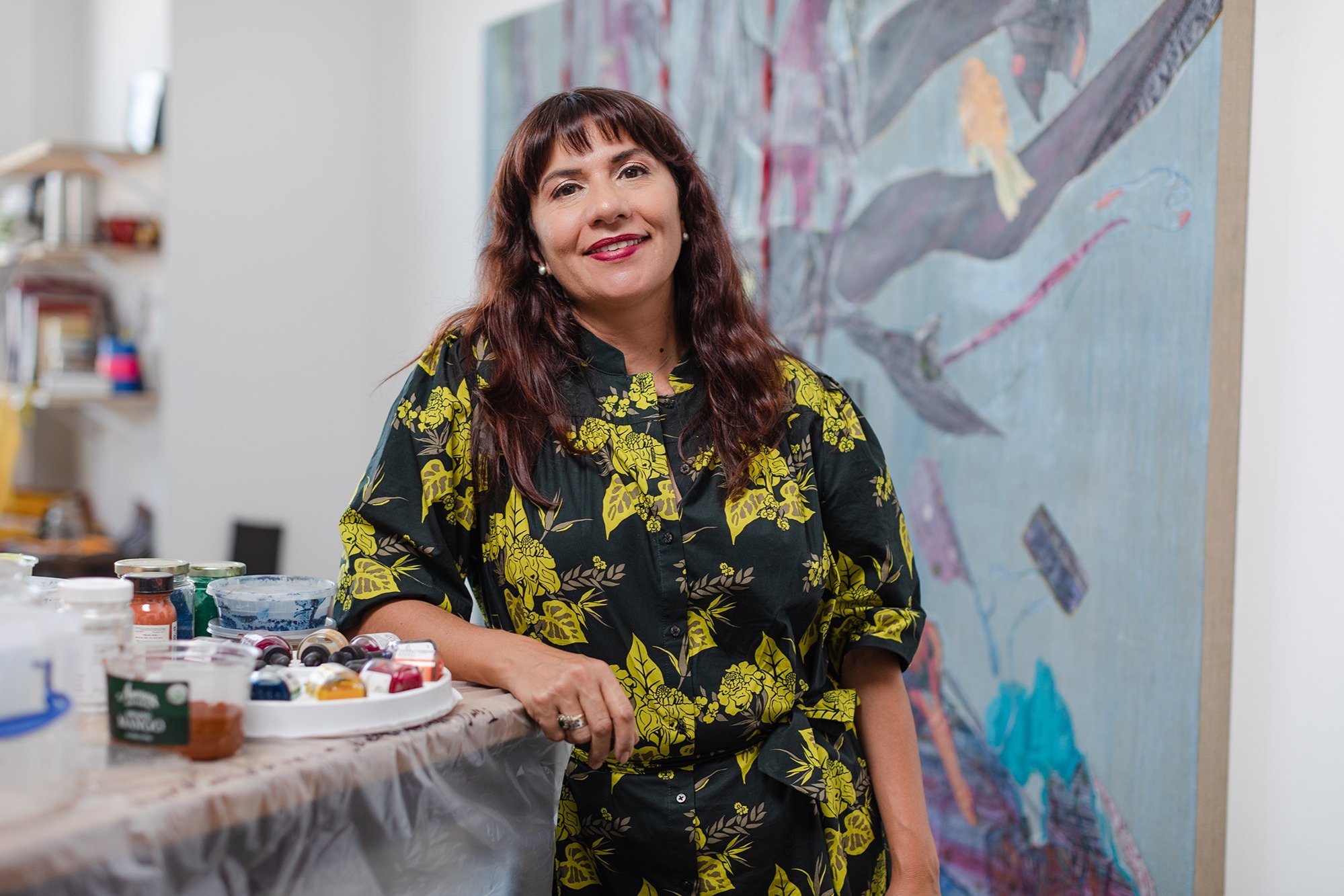  Ranu Mukherjee in her studio, 2020 