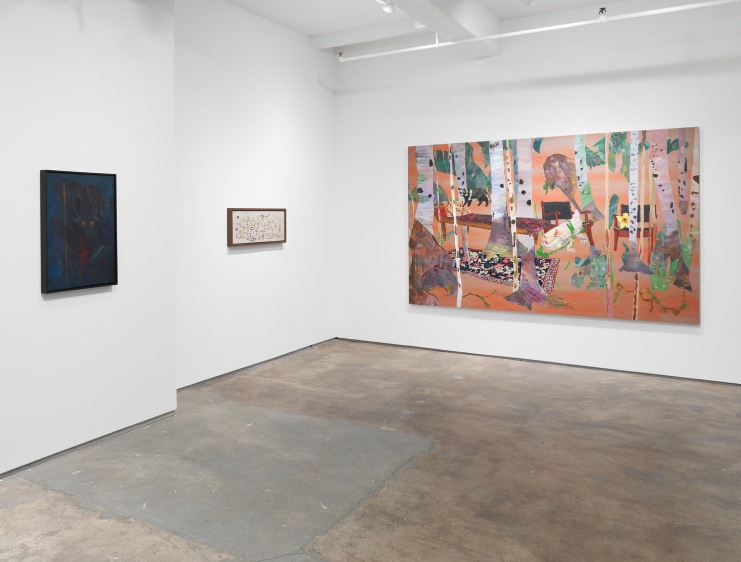   Alice Rahon and Ranu Mukherjee: TIme Warriors , Installation view, Gallery Wendi Norris Offsite, New York, NY, 2023. Photo by Dan Bradica Studio.  