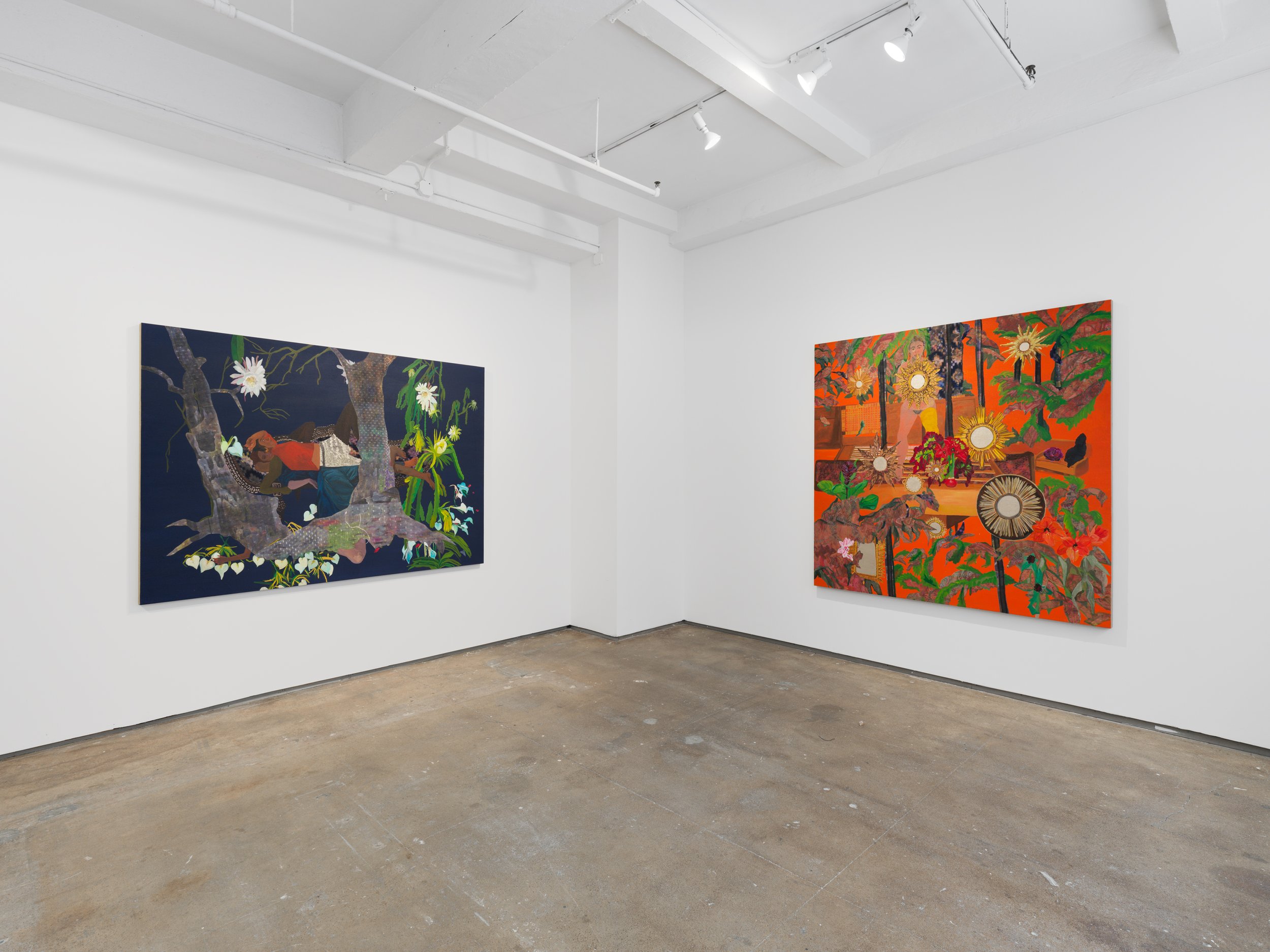  Installation view,  Alice Rahon and Ranu Mukherjee: Time Warriors , Gallery Wendi Norris Offsite, New York, NY, 2023. Photo by Dan Bradica Studio 