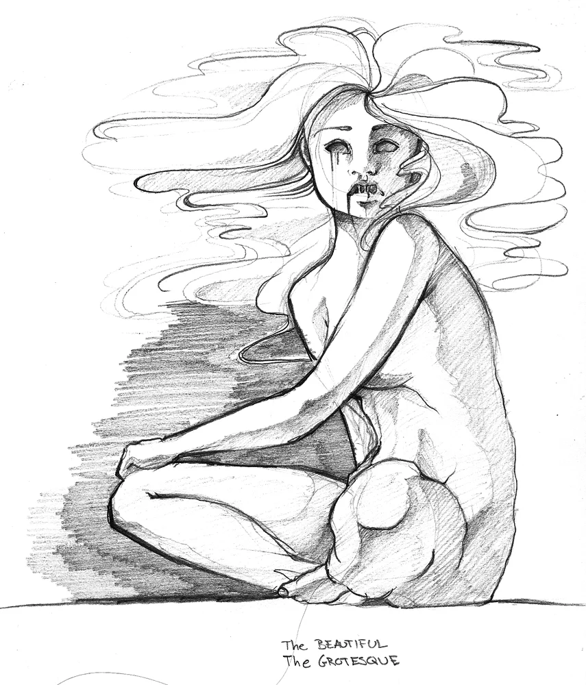  “The Beautiful. The Grotesque.” Pencil Drawing. 