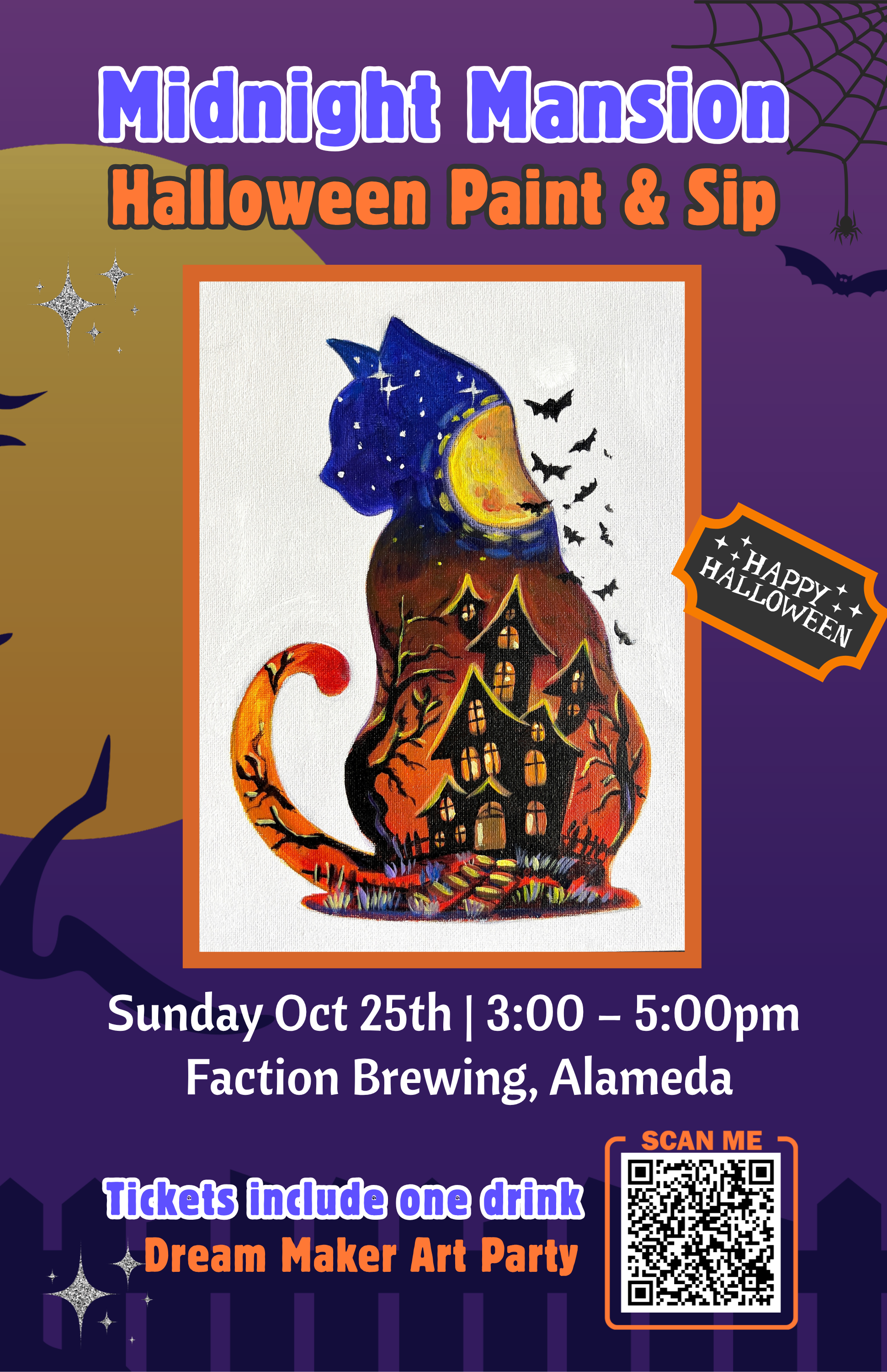 Midnight Mansion Halloween Paint and Sip