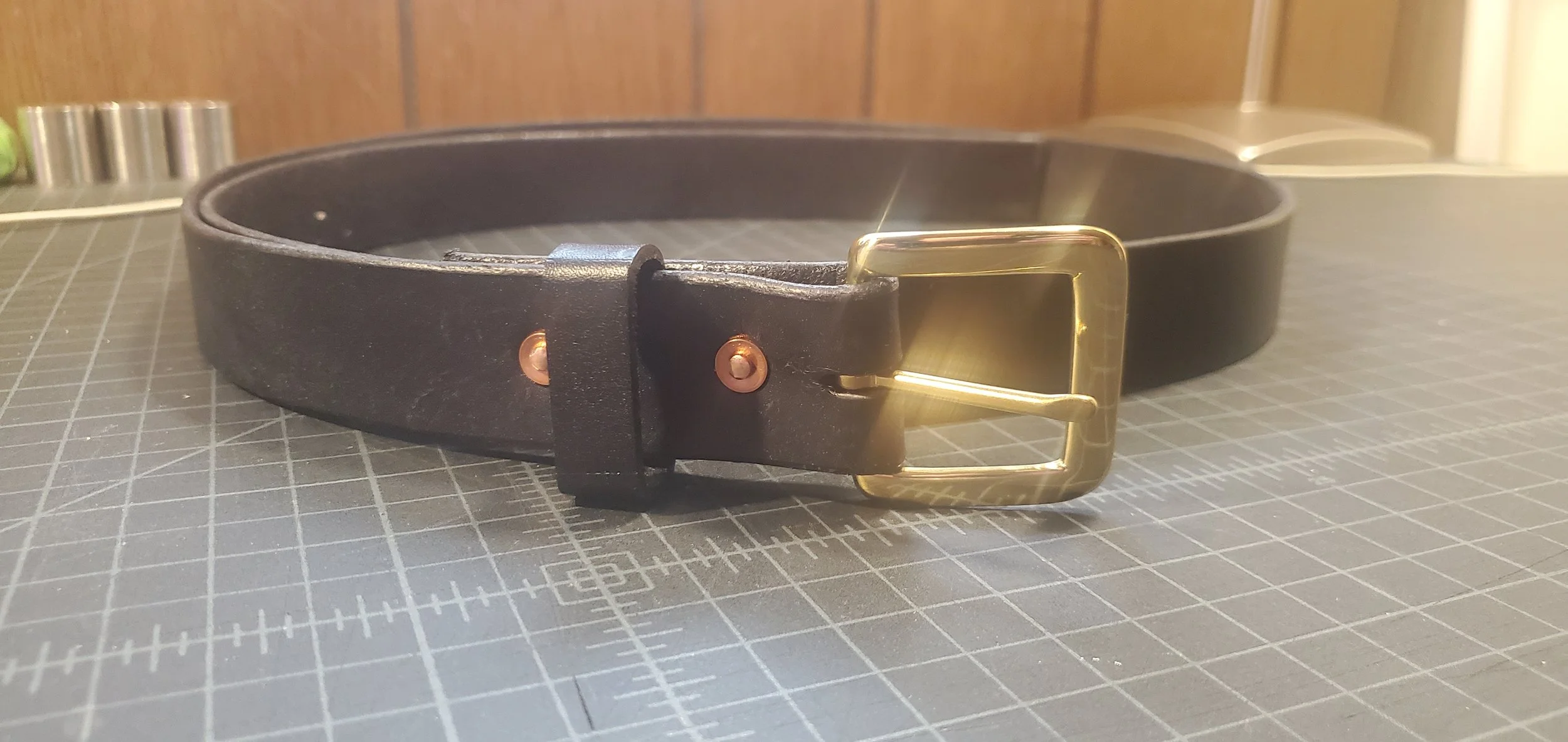 Bison leather belt