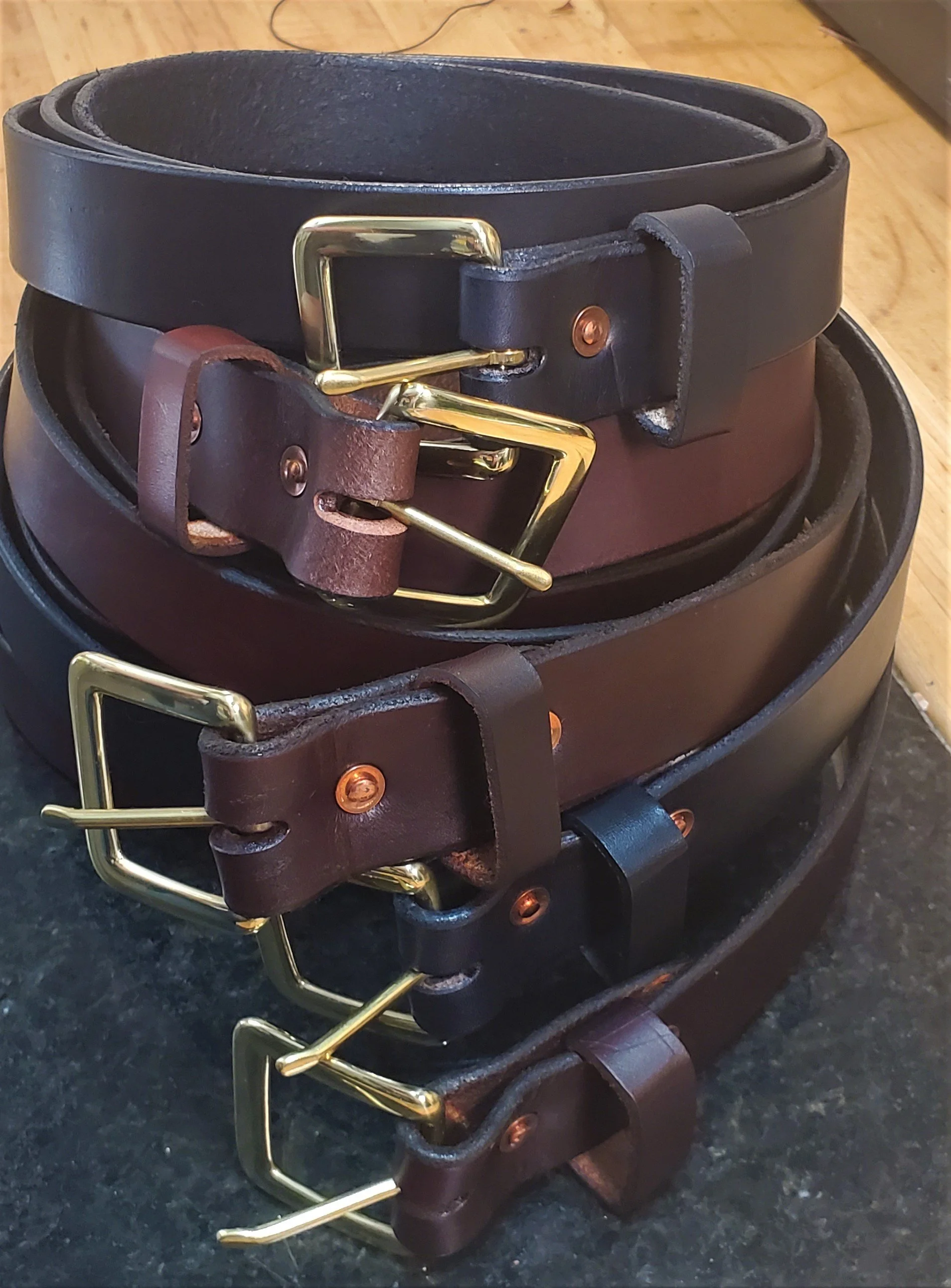 A whole pile of belts