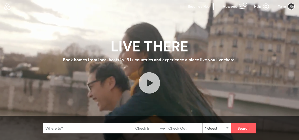 Here’s what the Airbnb.com home page looks like.