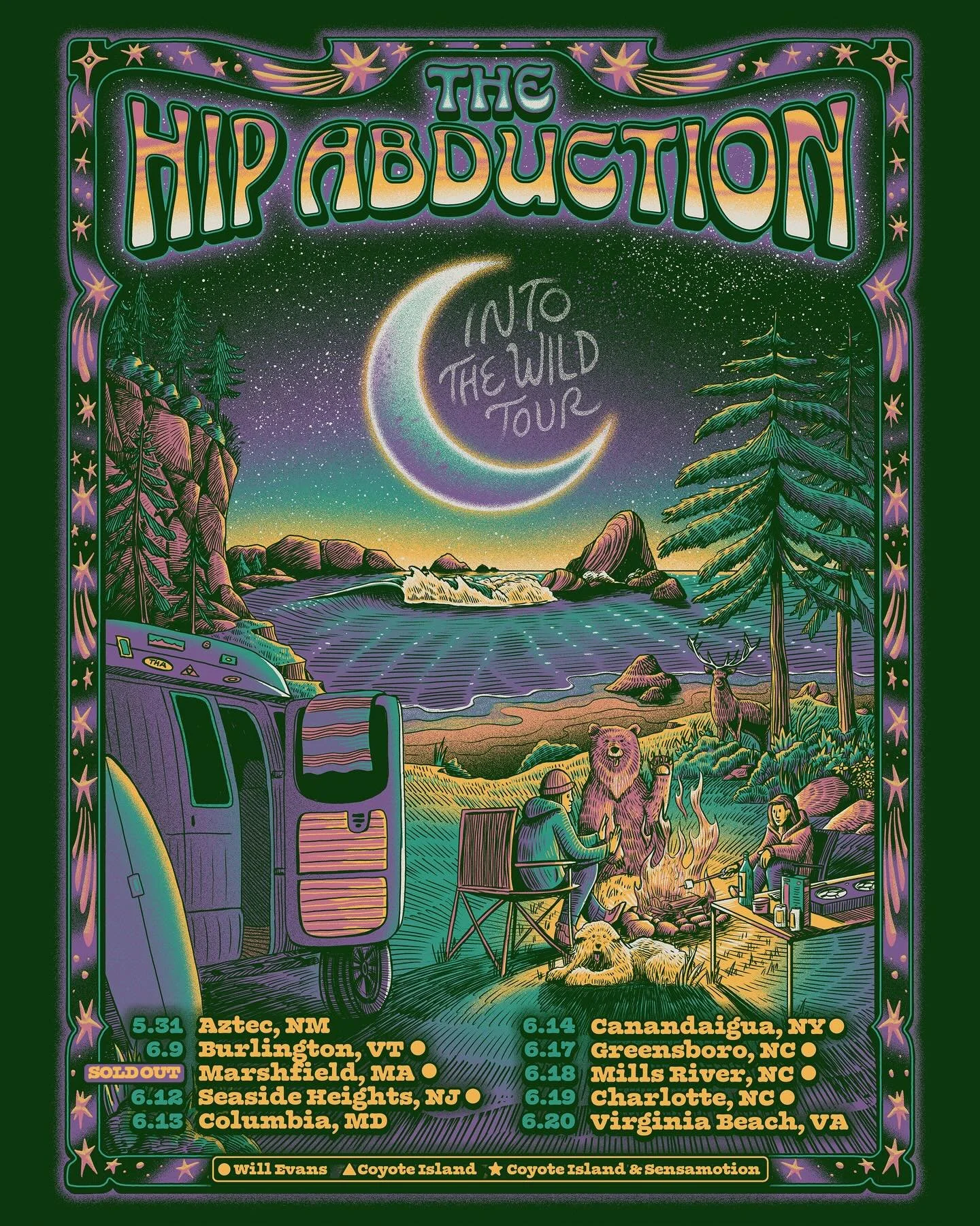 Into the Wild Tour starts soon and we&rsquo;re ready to see all yer beautiful faces! May / June dates coming in hot. 

🌊 - @willevansmusic 
🌴- @coyoteisland 
🌺- @sensamotion 
☀️- @venisuns.world 

31-May - Aztec, NM 
9-Jun - Burlington, VT 🌊
11-J