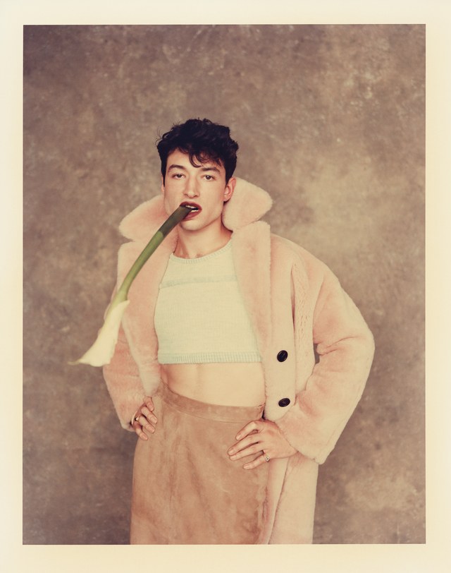 Coat: Mansur Gavriel ($2,750); sweater crop-top: Eckhaus Latta ($395); skirt: Billy Reid ($1,295)